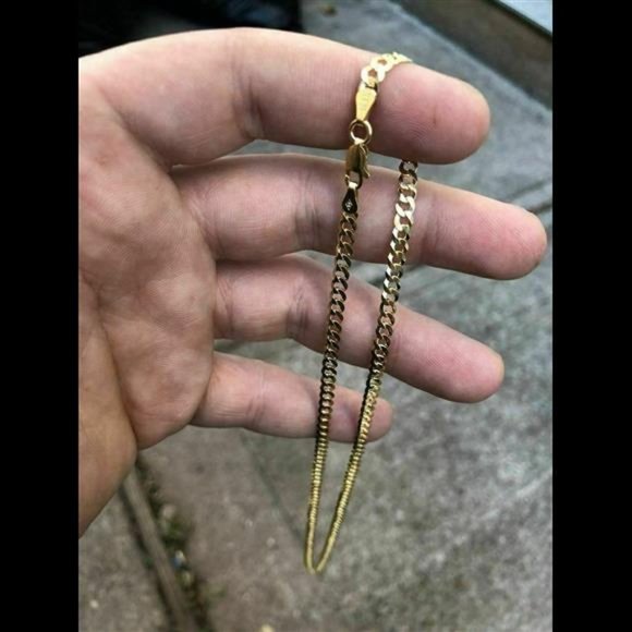 Flat Miami Cuban Link Chain 14K Gold Plated Solid 925 Sterling Silver 4mm ITALY